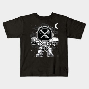 Astronaut Lifting Ripple XRP Coin To The Moon Crypto Token Cryptocurrency Blockchain Wallet Birthday Gift For Men Women Kids Kids T-Shirt